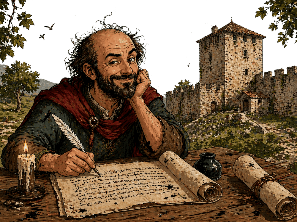 Lope García de Salazar escribiendo en Muñatones